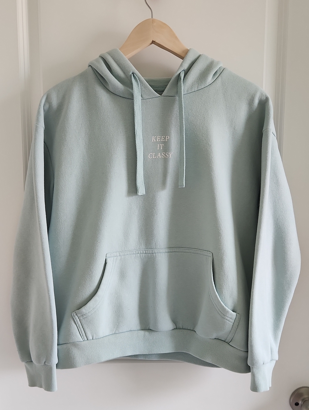 Light Mint Pullover Hoodie with Text